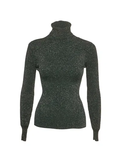 Pre-owned Zimmermann Ribbed-knit Turtleneck Sweater In Green