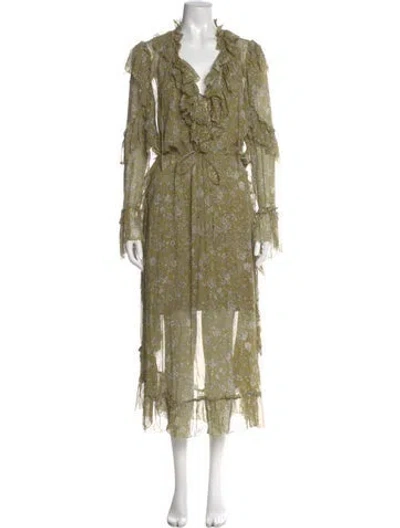 Pre-owned Zimmermann Rife Long Dress In Green
