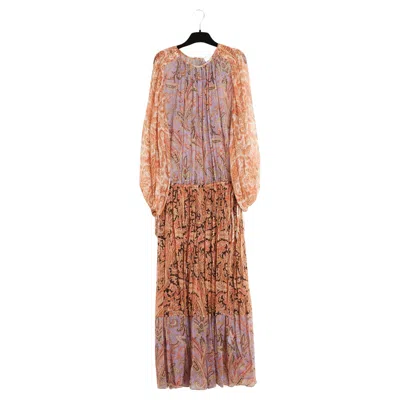 Pre-owned Zimmermann Robe Longue T1 Fr38 Boteh Silk Muslin Maxi Dress Uk10 Us8 Pristine In Brown