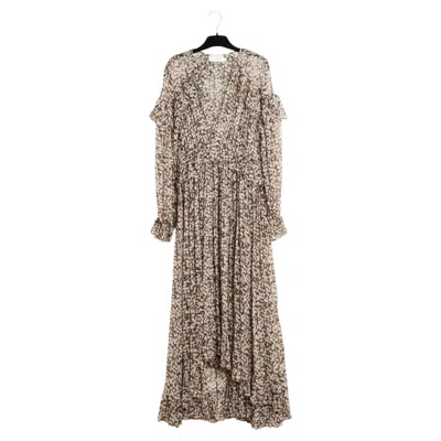 Pre-owned Zimmermann Robe Soie Noir Fr42 Cherries Silk Muslin Ruffles Maxi Dress Uk14 Us12 In Brown