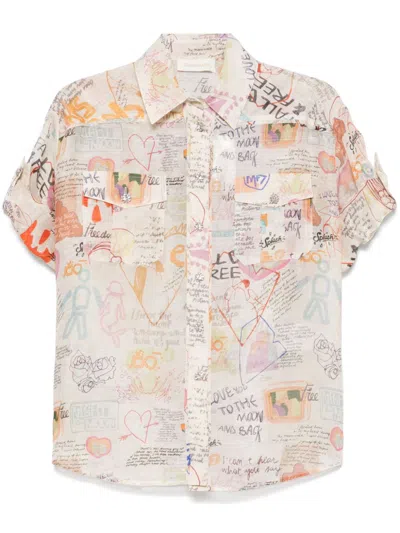 Zimmermann Rolled-sleeve Shirt In Neutrals
