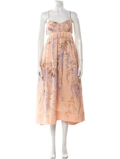 Pre-owned Zimmermann Rosa Bralette Long Dress In Neutral