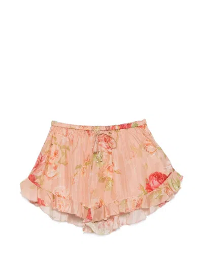 Zimmermann Roselight Silk Shorts In Neutral