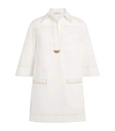 Zimmermann Roselight Denim Tunic Dress In White