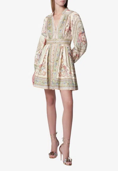 Zimmermann Roselight Floral Mini Dress In Multicolor