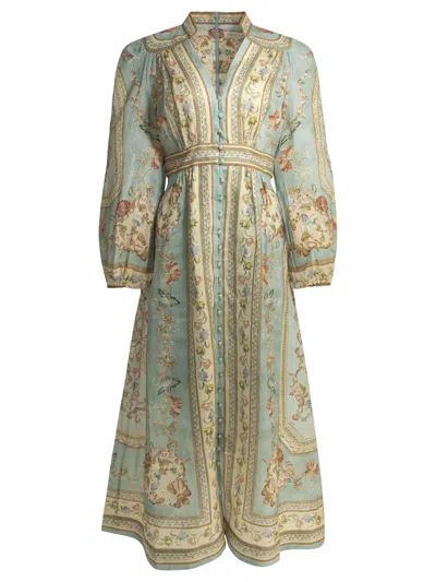 Zimmermann "roselight" Midi Dress In Light Blue