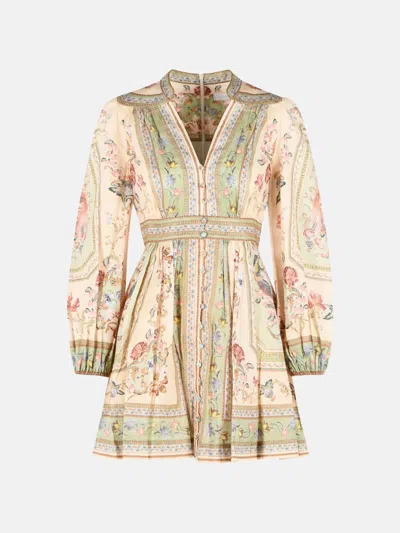 Zimmermann 'roselight' Multicolored Linen Mini Dress