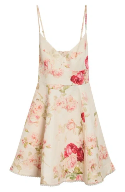 Zimmermann Roselight Picnic Linen & Silk Minidress In Neutral
