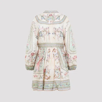 Zimmermann Roselight Plunge Mini Dress In Multicolour
