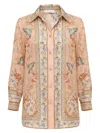 Zimmermann Womens Pink Tapestry Floral Roselight Printed Silk Shirt In Blue