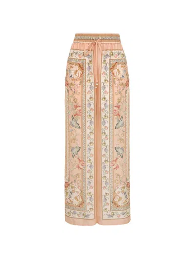 Zimmermann Roselight Silk Trousers In Pink