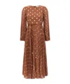 Zimmermann Polka-dot Pleated Midi Dress In Brown