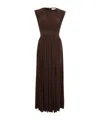 Zimmermann Illuminate Brown Long Dress With Gathered Neckline And Waist And Front Single Split In Viscose Stret In Black