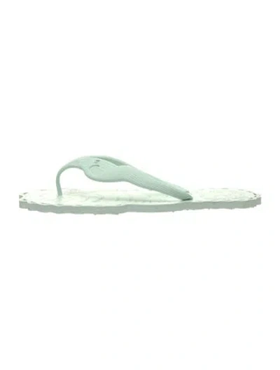 Pre-owned Zimmermann Rubber Floral Print Flip Flops W/ Tags In Green