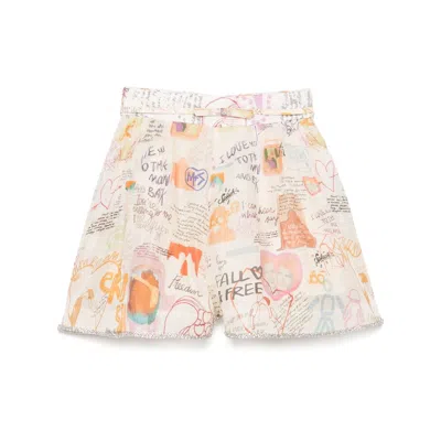 Zimmermann Crush Belted Mini Tuck Skort In Multi