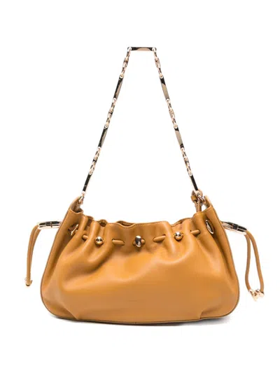 Zimmermann Ruched Leather Shoulder Bag In Orange
