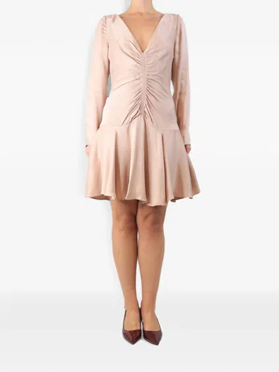 Pre-owned Zimmermann Ruched Satin Mini Dress In Pink