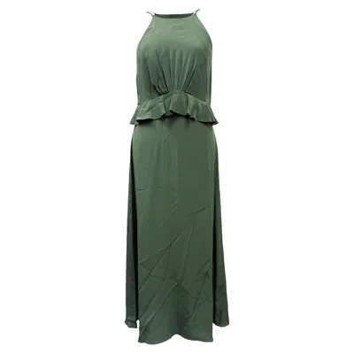 Zimmermann Ruched Waist Midi Dress In Olive Silk In Green