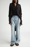 Zimmermann Ruffle Cape Georgette Button-up Shirt In Black