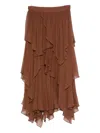 Zimmermann Brown Silk Memento Midi Skirt In Brown