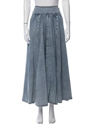 Pre-owned Zimmermann Ruffle Embellishment Long Skirt In Blue