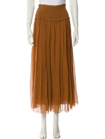 Pre-owned Zimmermann Ruffle Embellishment Long Skirt In Orange
