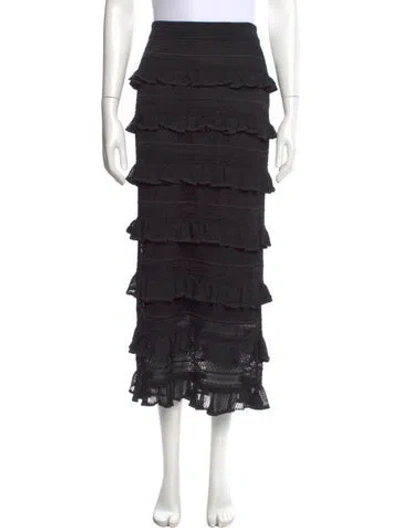 Pre-owned Zimmermann Ruffle Embellishment Midi Length Skirt W/ Tags In Black