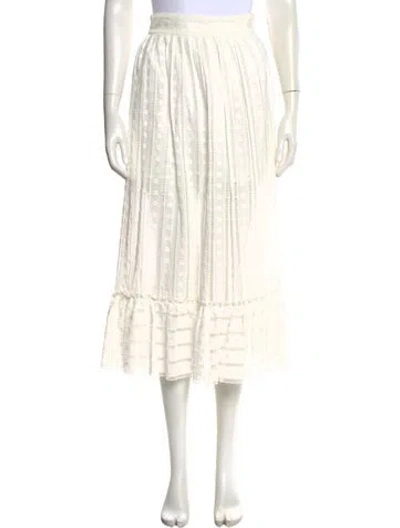 Pre-owned Zimmermann Ruffle Embellishment Midi Length Skirt In White