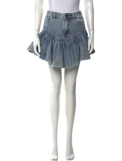 Pre-owned Zimmermann Ruffle Embellishment Mini Skirt W/ Tags In Blue