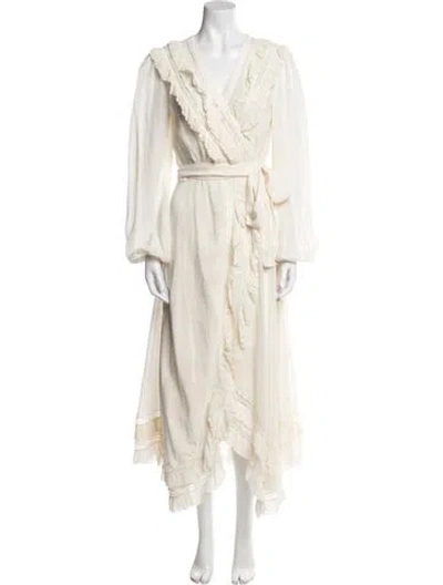 Pre-owned Zimmermann Ruffle Embellishment Robe In Neutral