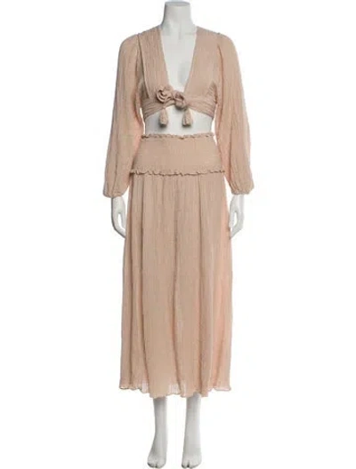 Pre-owned Zimmermann Ruffle Embellishment Skirt Set In Neutral
