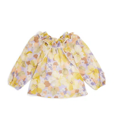 Zimmermann Kids Ruffle-trim Floral Blouse (1-12 Years) In Purple