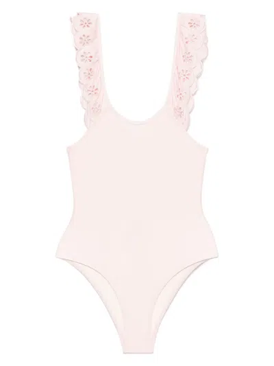 Zimmermann Kids' Ruffle-trim Swimsuit In Pink