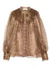 Zimmermann Hypnotic Smocked Long-sleeved Blouse In Brown