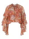 Zimmermann Ruffled Awakened Blouse In Orange