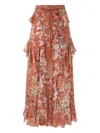 Zimmermann Ruffled Awakened Maxi Skirt In Brown