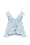 Zimmermann Daylight Ruffled Top In Blue