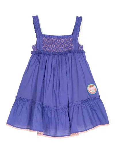 Zimmermann Kids' Ruffled Cotton Dress In Blue