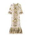 Zimmermann Halliday Frill Sleeve Dress Cream Multi Floral In White