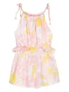 Zimmermann Girls Pink & Yellow Floral Cotton Playsuit In White