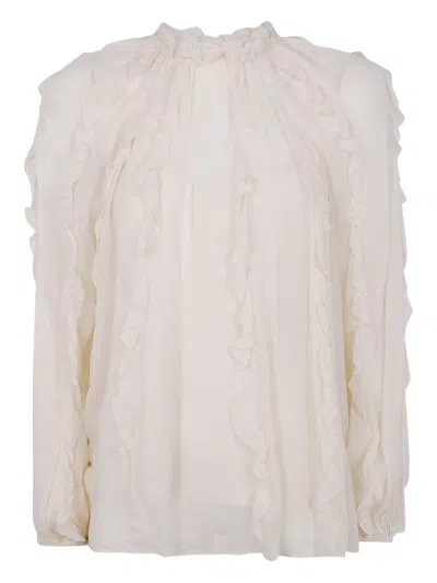 ZIMMERMANN RUFFLED HIGH-NECK BLOUSE