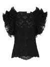 Zimmermann Ruffled Lace Top In Black