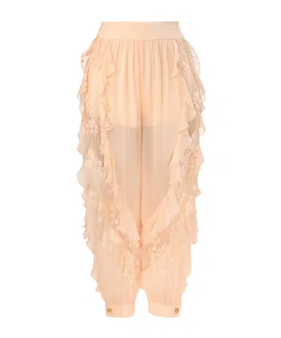 Zimmermann Ruffled Lace Trousers In Animal Print