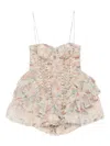 Zimmermann Ruffled Lace-up Mini Dress In Multi