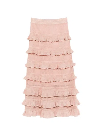 Zimmermann Ruffled Maxi Skirt In Pink