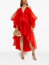 Zimmermann Ruffled Midi Dress In Orange