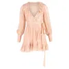 Zimmermann Ruffled Mini Wrap Dress With Gold Polka Dots In Blush Silk In Pink