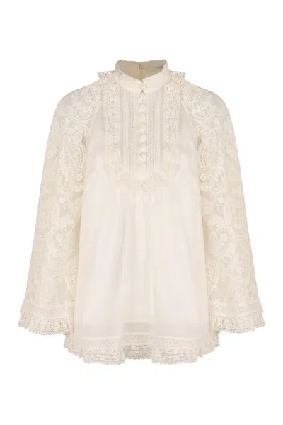 Zimmermann Ruffled Ramie Blouse