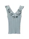Zimmermann Womens Metallic Blue Aster Metallic Frilled Rib-knit Top In Blue