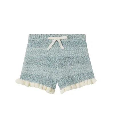 Zimmermann Kids' Ruffled Striped Cotton-blend Shorts In Green